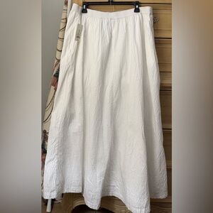 a new day White Textured Midi Skirt